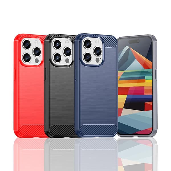 SKALO iPhone 15 Pro Armor Carbon Iskunkestävä TPU suojakuori