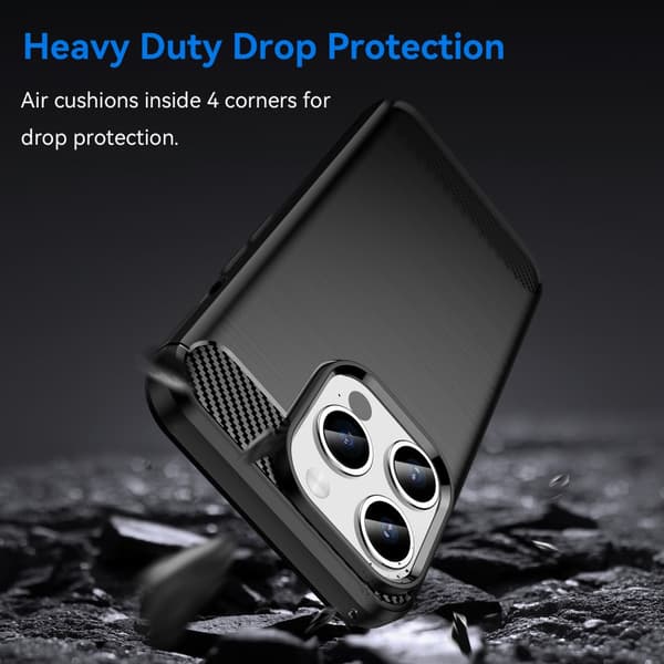 SKALO iPhone 15 Pro Armor Carbon Iskunkestävä TPU suojakuori