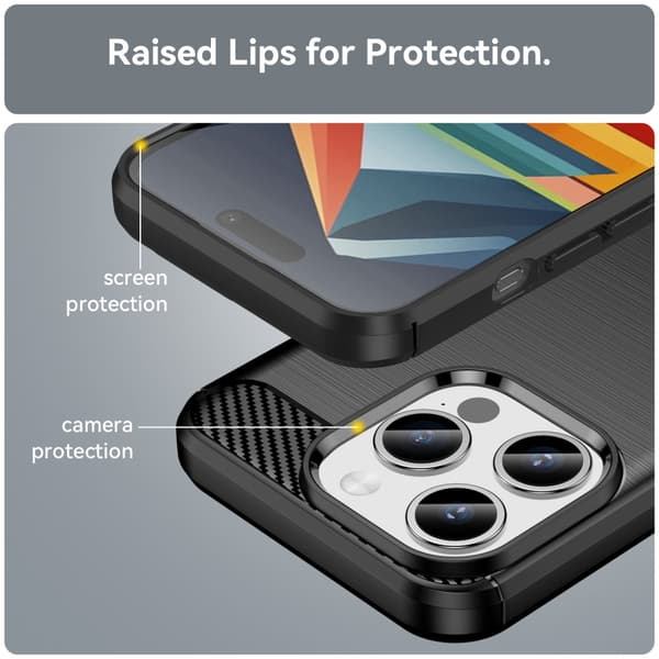 SKALO iPhone 15 Pro Armor Carbon Iskunkestävä TPU suojakuori