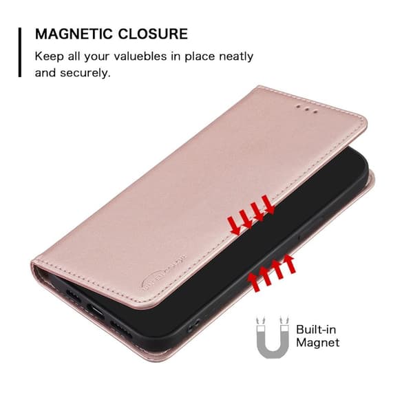 iPhone 15 Pro Max BINFEN COLOR Præget Flip Cover - Rosa guld
