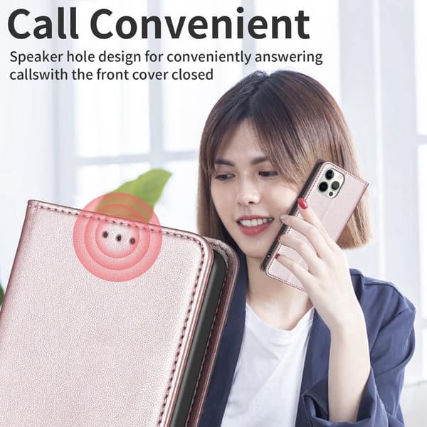 iPhone 15 Pro Max BINFEN COLOR Præget Flip Cover - Rosa guld