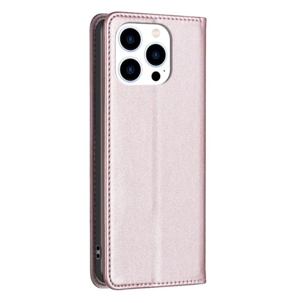 iPhone 15 Pro Max BINFEN COLOR Præget Flip Cover - Rosa guld