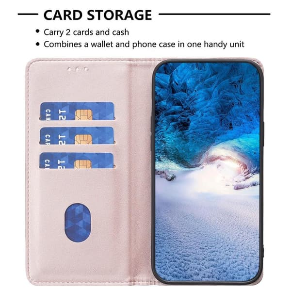 iPhone 15 Pro Max BINFEN COLOR Præget Flip Cover - Rosa guld