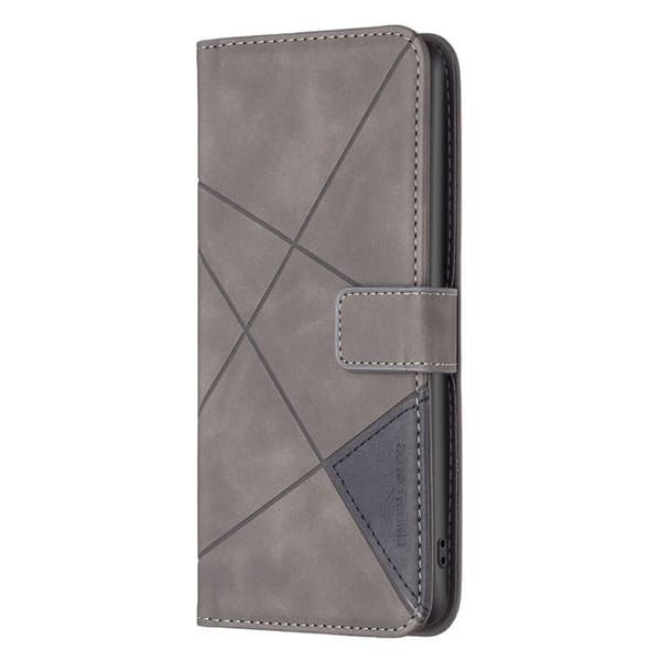 iPhone 15 Pro Max BINFEN COLOR Præget Flip Cover - Grå
