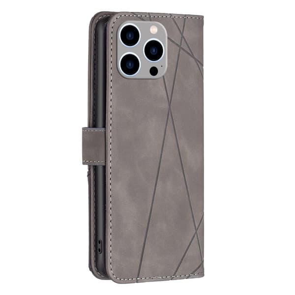 iPhone 15 Pro Max BINFEN COLOR Præget Flip Cover - Grå