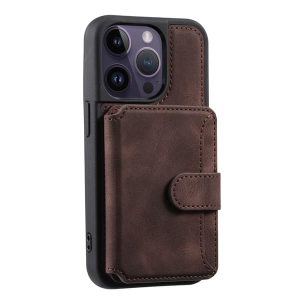SKALO iPhone 15 Pro Max PU-læder Cover med Pung - Brun