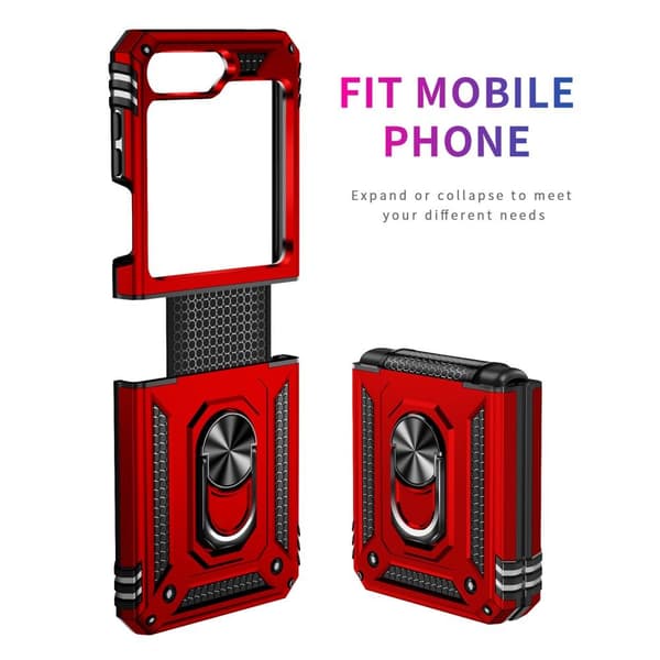 SKALO Samsung Z Flip5 Armor Hybrid Metallring skal - Röd
