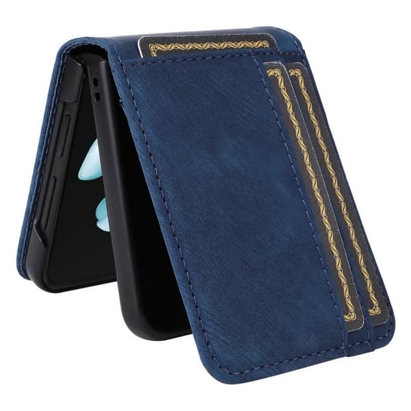 SKALO Samsung Z Flip5 PU-nahkainen Korttikotelo - Sininen