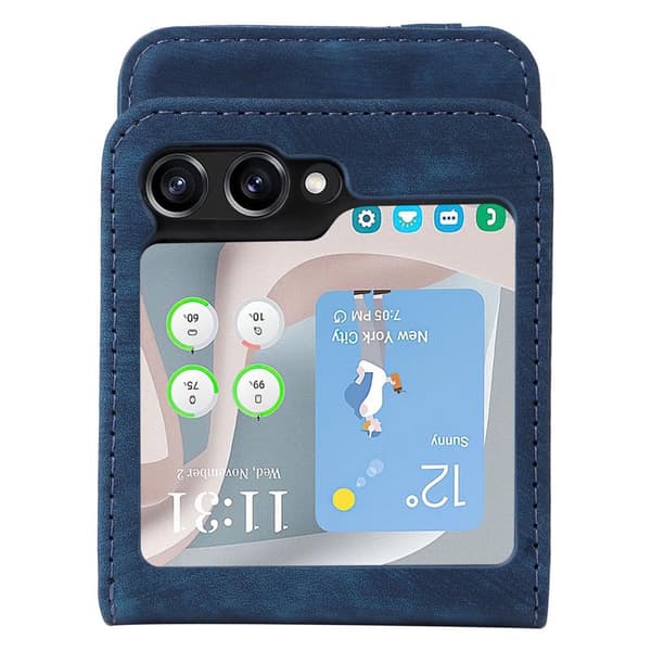 SKALO Samsung Z Flip5 PU-nahkainen Korttikotelo - Sininen