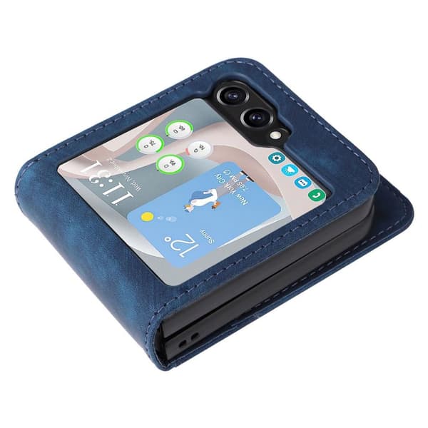 SKALO Samsung Z Flip5 PU-nahkainen Korttikotelo - Sininen