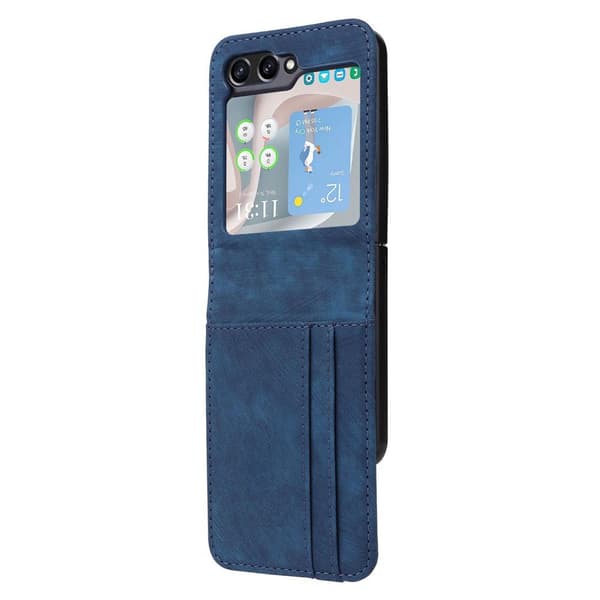 SKALO Samsung Z Flip5 PU-nahkainen Korttikotelo - Sininen