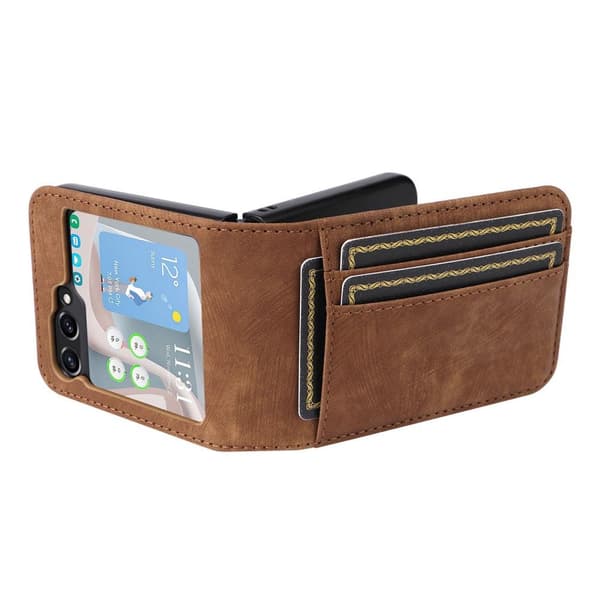 SKALO Samsung Z Flip5 PU-læder Kortholder Cover - Brun