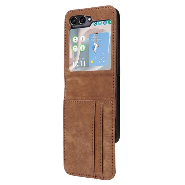 SKALO Samsung Z Flip5 PU-læder Kortholder Cover - Brun