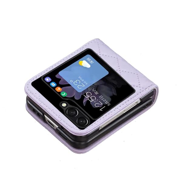 SKALO Samsung Z Flip5 BINFEN COLOR Tikattu Flip Suojakuori - Violetti