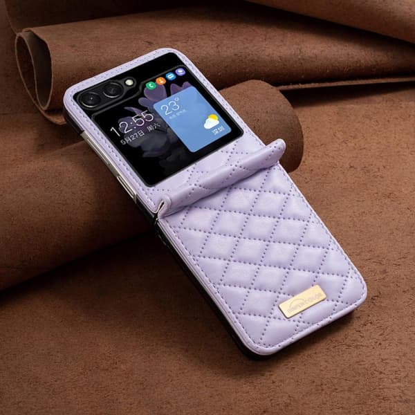 SKALO Samsung Z Flip5 BINFEN COLOR Tikattu Flip Suojakuori - Violetti