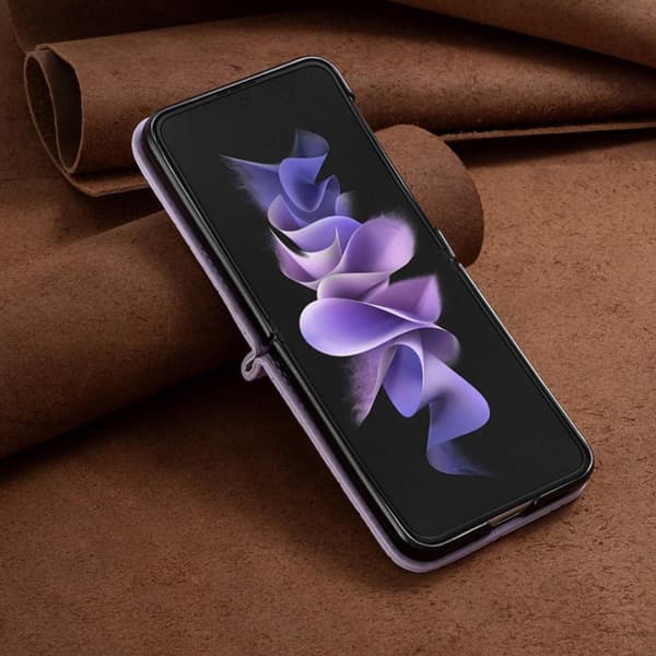 SKALO Samsung Z Flip5 BINFEN COLOR Tikattu Flip Suojakuori - Violetti