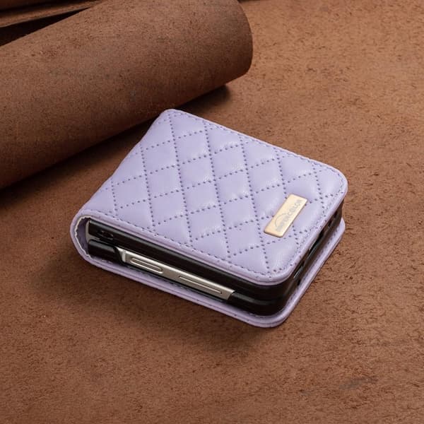 SKALO Samsung Z Flip5 BINFEN COLOR Tikattu Flip Suojakuori - Violetti
