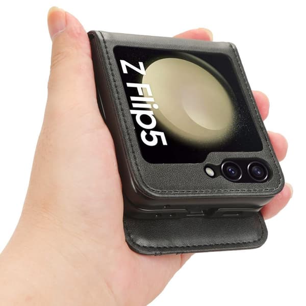 SKALO Samsung Z Flip5 PU-læder Kortholder Cover - Sort