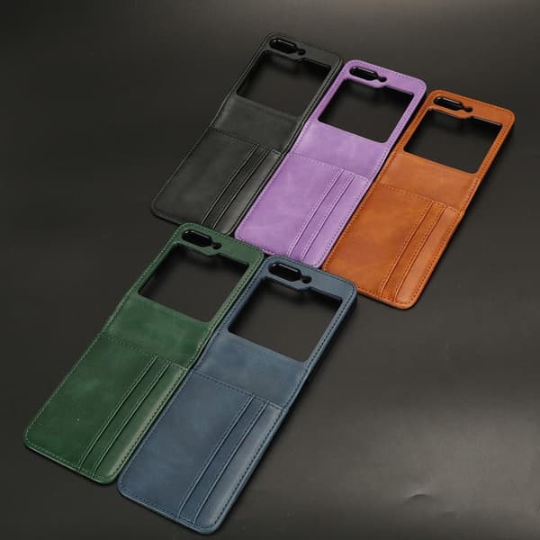 SKALO Samsung Z Flip5 PU-læder Kortholder Cover - Sort