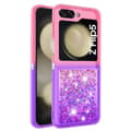 Pikkukuva 3 / 6: SKALO Samsung Z Flip5 Juoksuhiekka Glitter Sydämet TPU kuori - Pinkki-Violetti