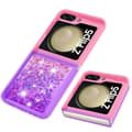 Pikkukuva 4 / 6: SKALO Samsung Z Flip5 Juoksuhiekka Glitter Sydämet TPU kuori - Pinkki-Violetti