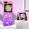 Pikkukuva 6 / 6: SKALO Samsung Z Flip5 Juoksuhiekka Glitter Sydämet TPU kuori - Pinkki-Violetti