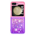 Pikkukuva 2 / 6: SKALO Samsung Z Flip5 Juoksuhiekka Glitter Sydämet TPU kuori - Pinkki-Violetti