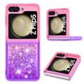 Pikkukuva 1 / 6: SKALO Samsung Z Flip5 Juoksuhiekka Glitter Sydämet TPU kuori - Pinkki-Violetti