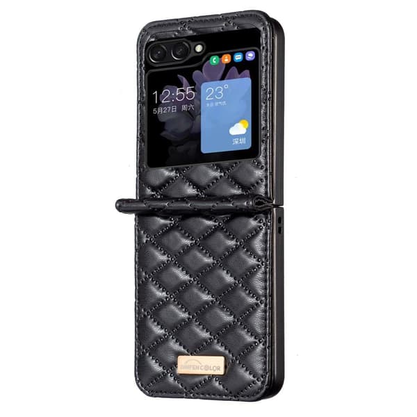 SKALO Samsung Z Flip5 BINFEN COLOR Quiltat Flip Skal - Svart