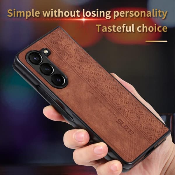 SKALO Samsung Z Fold5 AZNS PU-nahka suojakuori - Vihreä