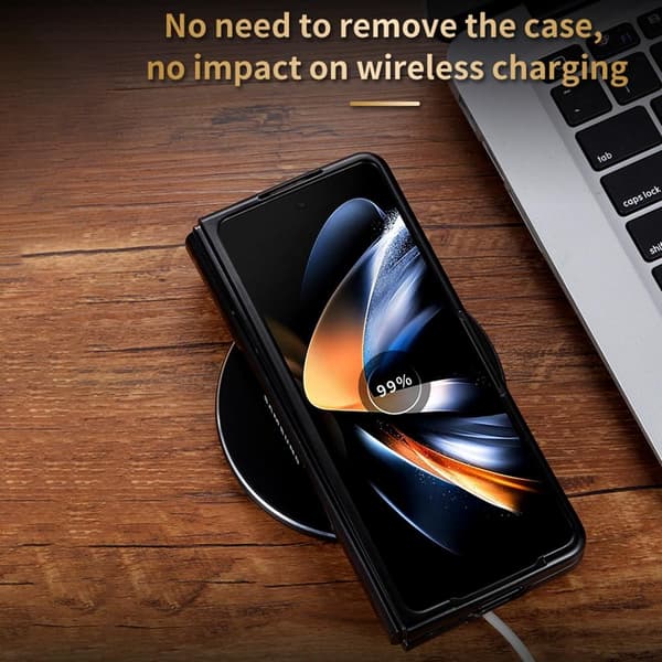 SKALO Samsung Z Fold5 AZNS PU-nahka suojakuori - Musta