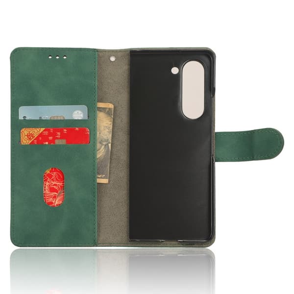 SKALO Samsung Z Fold5 Lompakkokotelo PU-nahkaa - Vihreä