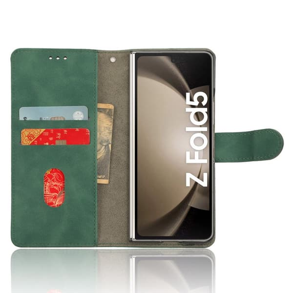 SKALO Samsung Z Fold5 Lompakkokotelo PU-nahkaa - Vihreä