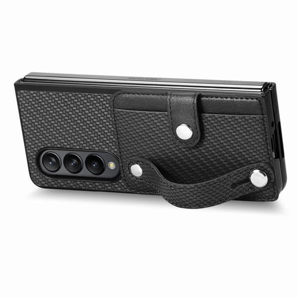 SKALO Samsung Z Fold5 SKALO Samsung Z Fold5 Carbon Fiber Suojakuori korttipidike / kahva - Musta