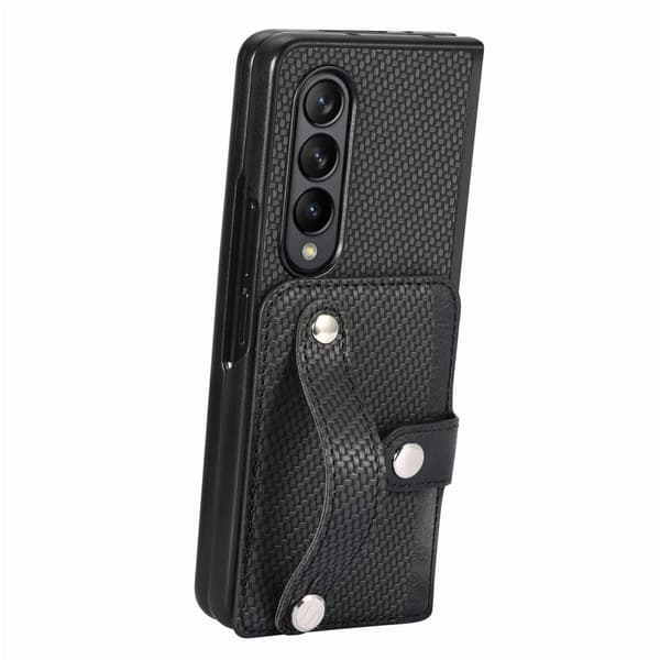 SKALO Samsung Z Fold5 SKALO Samsung Z Fold5 Carbon Fiber Suojakuori korttipidike / kahva - Musta