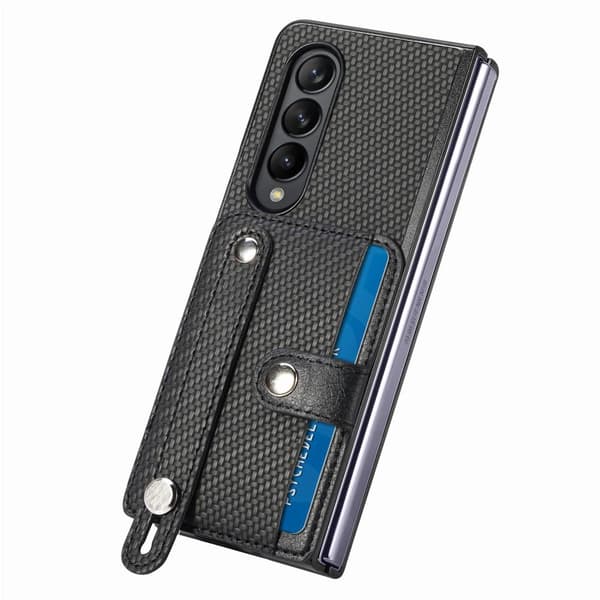 SKALO Samsung Z Fold5 SKALO Samsung Z Fold5 Carbon Fiber Suojakuori korttipidike / kahva - Musta