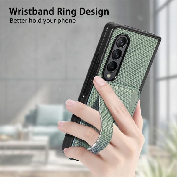 SKALO Samsung Z Fold5 SKALO Samsung Z Fold5 Carbon Fiber Suojakuori korttipidike / kahva - Musta