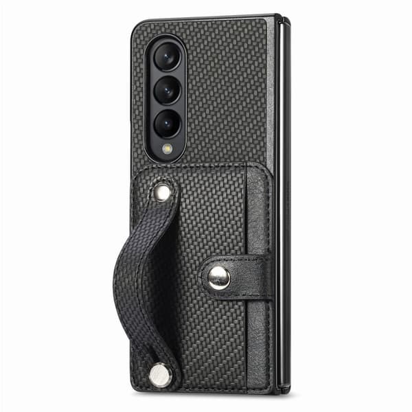 SKALO Samsung Z Fold5 SKALO Samsung Z Fold5 Carbon Fiber Suojakuori korttipidike / kahva - Musta
