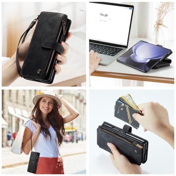 CaseMe Samsung Z Fold5 CaseMe Big Wallet Lompakkokotelo - Musta