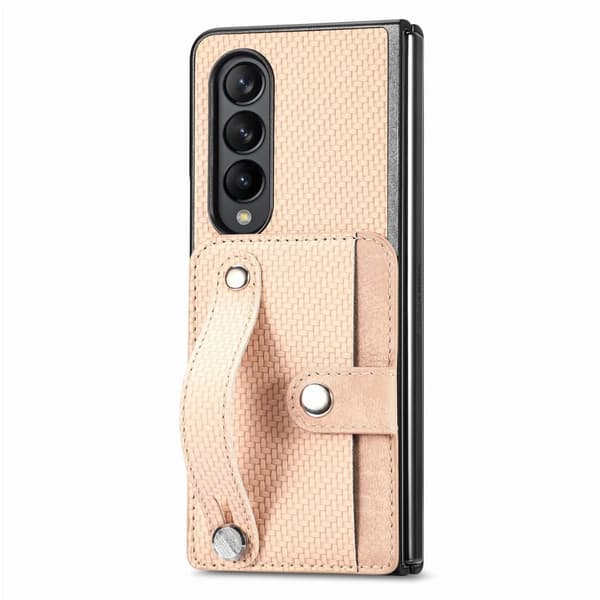 SKALO Samsung Z Fold5 Carbon Fiber Cover med kortholder / håndtag -. Khaki