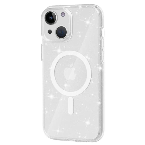 SKALO iPhone 15 Glitter Magnetic Ring TPU Cover - Hvid
