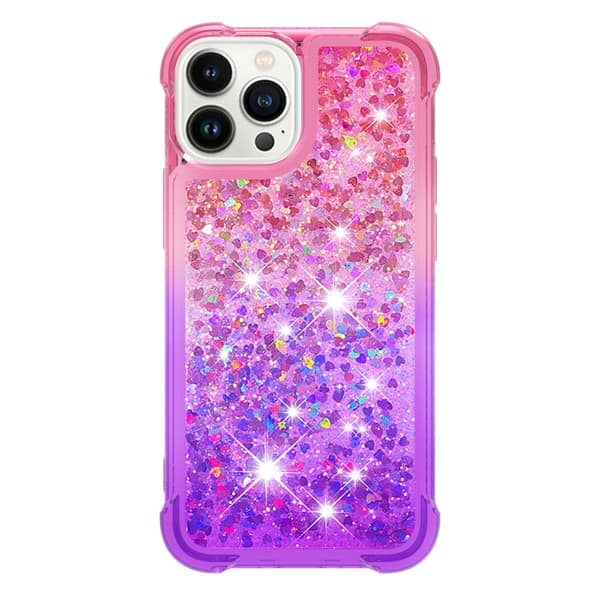 SKALO iPhone 15 Pro Max Kvicksand Glitter Hjärtan TPU-skal - Rosa-Lila