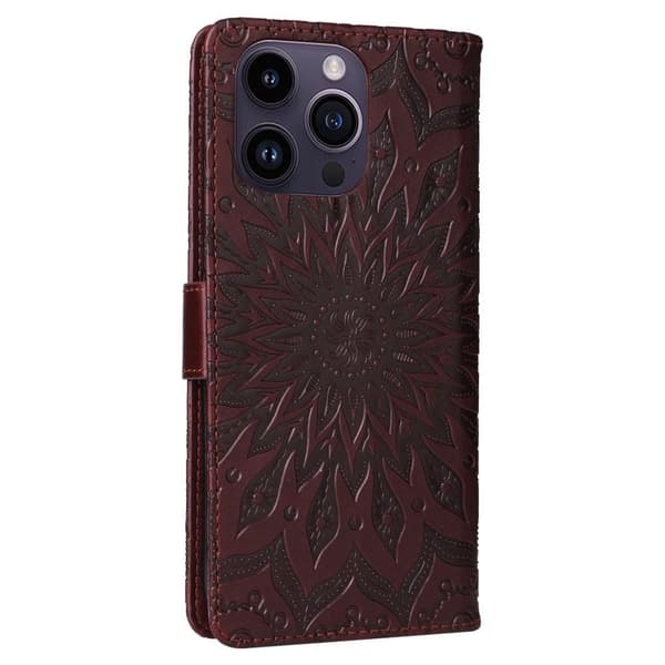 SKALO iPhone 15 Pro Max Mandala lompakkokotelo - Ruskea
