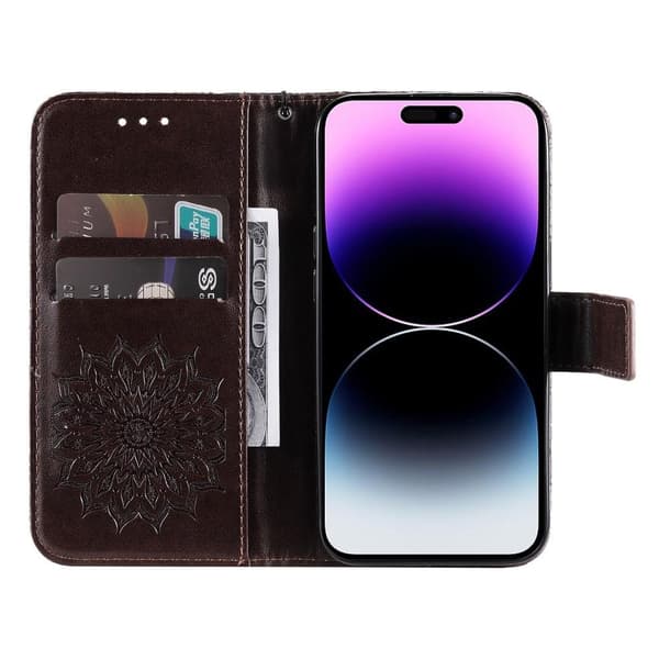 SKALO iPhone 15 Pro Max Mandala lompakkokotelo - Ruskea