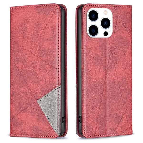 iPhone 15 Pro BINFEN COLOR Kohokuvioitu Lompakkokotelo - Punainen