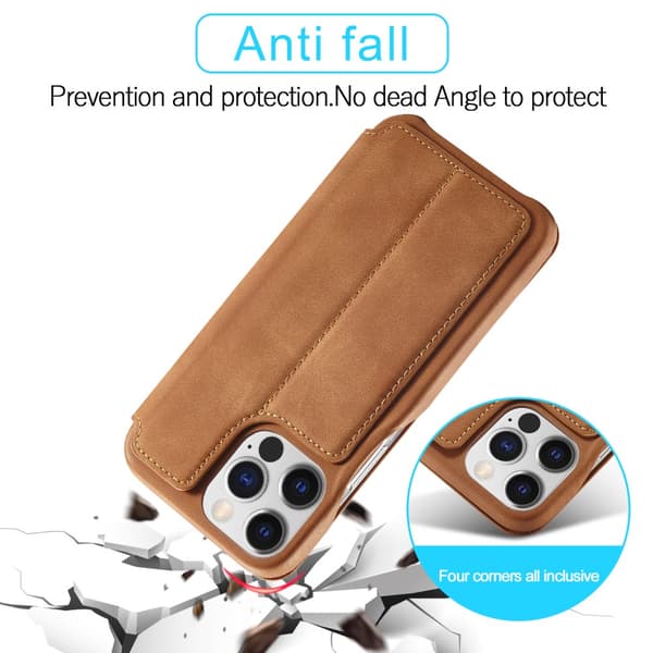 SKALO iPhone 15 Pro LC.IMEEKE Lompakkokotelo PU-nahkaa - Ruskea
