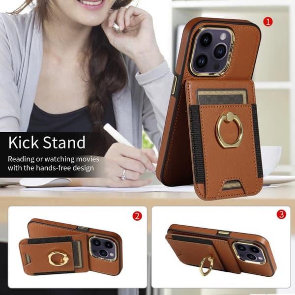 SKALO iPhone 15 Pro PU-læder Cover med Pung - Sort