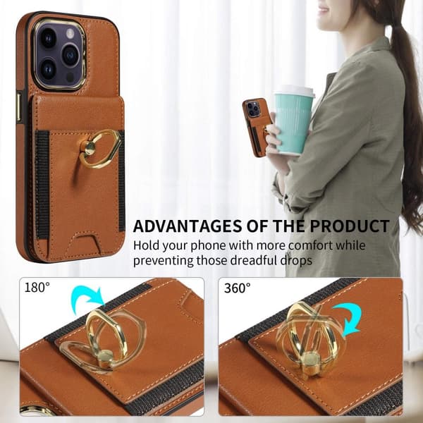 SKALO iPhone 15 Pro PU-læder Cover med Pung - Sort