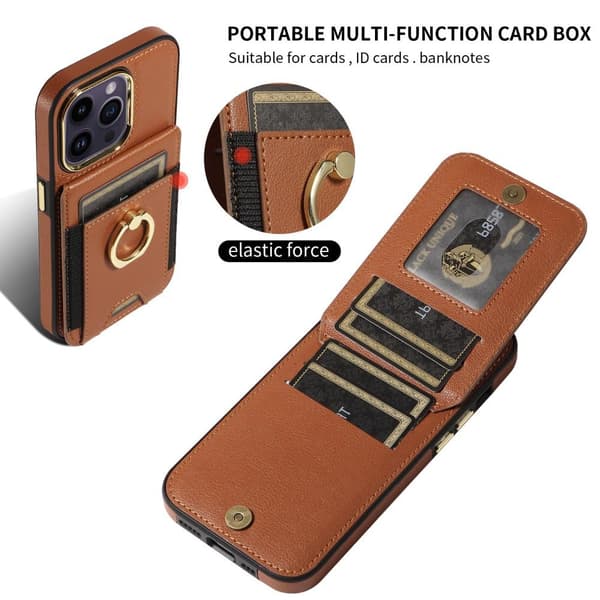SKALO iPhone 15 Pro PU-læder Cover med Pung - Sort