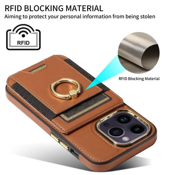 SKALO iPhone 15 Pro PU-læder Cover med Pung - Sort